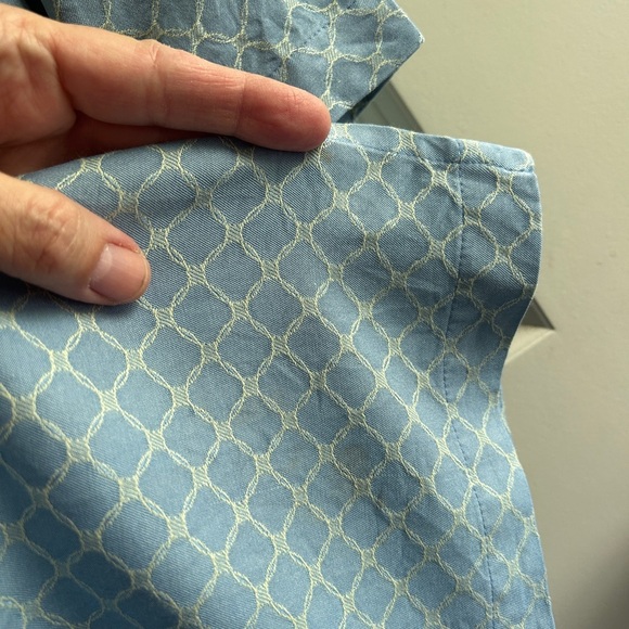 GUC size XL Sette Ponti Blue Patterned Men's Silk blend shirt. Button up. - Picture 6 of 10